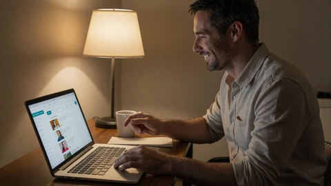 Man using Asian dating site to meet women online