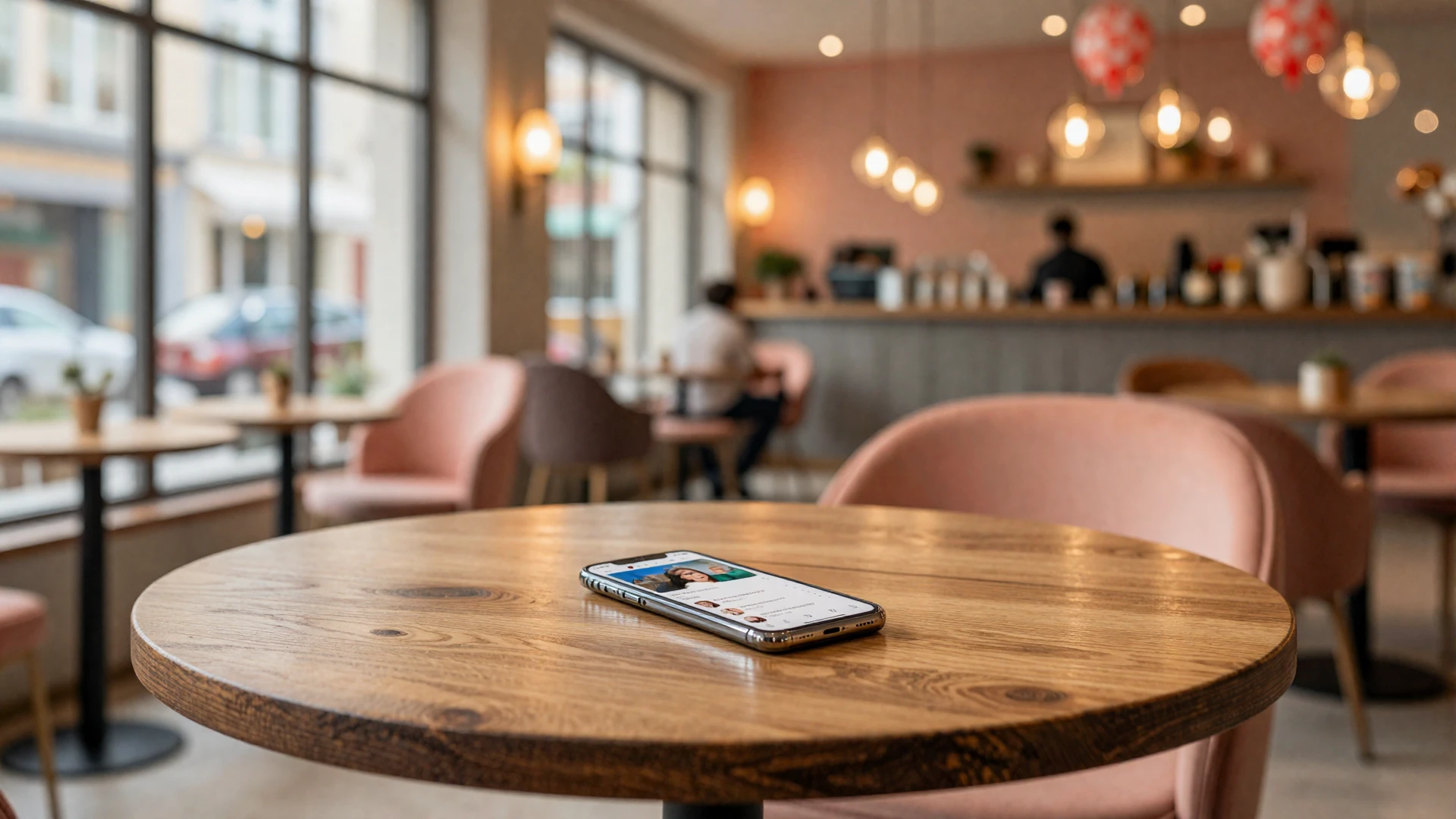 Creating the perfect dating profile on an Asian dating site in a warm cafe setting