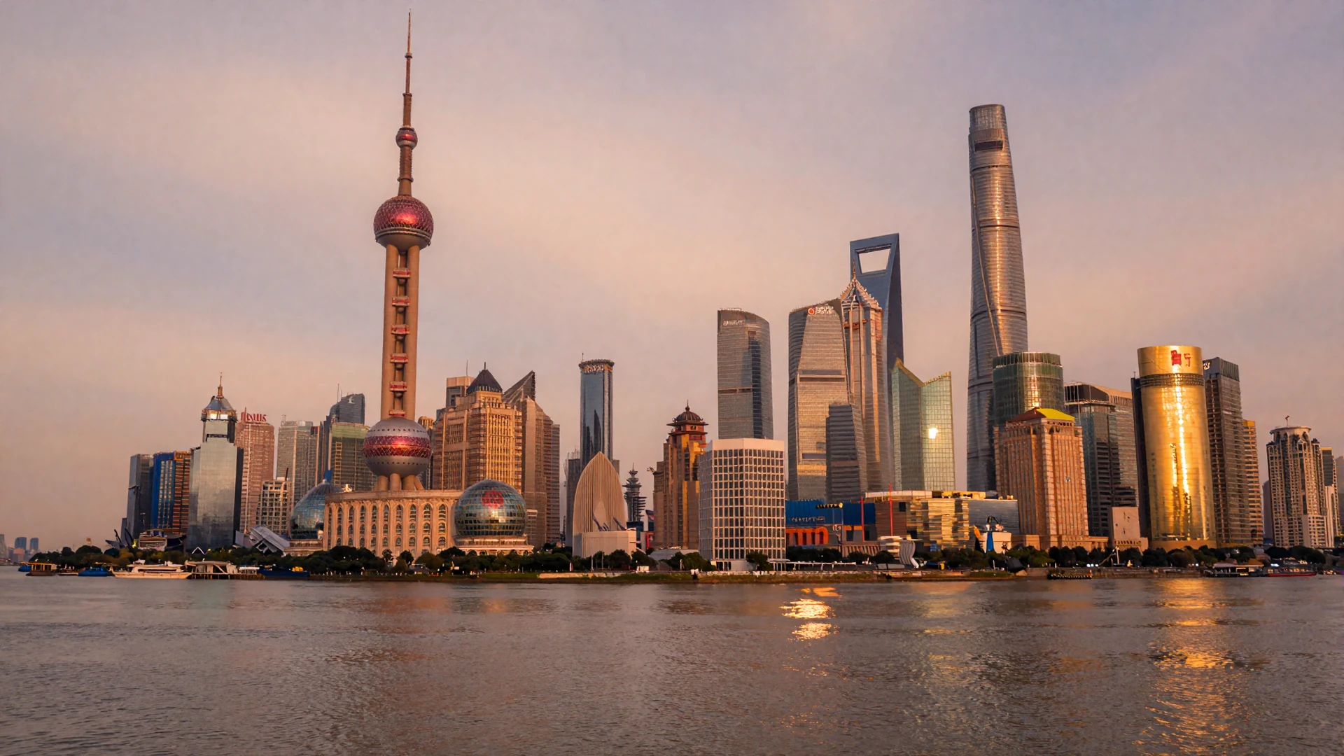 Shanghai skyline at golden hour for Chinese women dating
